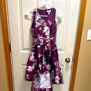Speechless Kids Formal Floral Jeweled High Low Burgundy Dress size 10